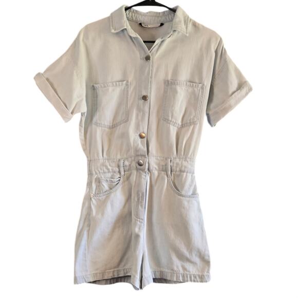 Zara Light Wash Denim Romper Size Small - Picture 2 of 7